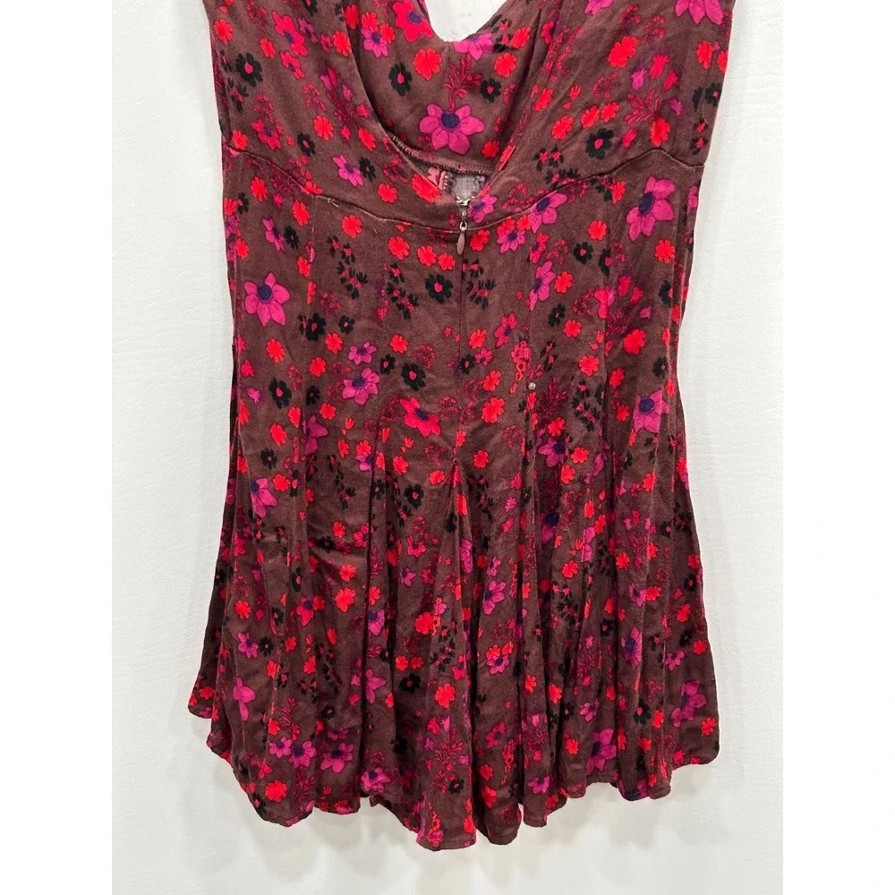 Free People It Takes Two Wrap Dress Womens XS Red Floral Tie Front Boho Romantic